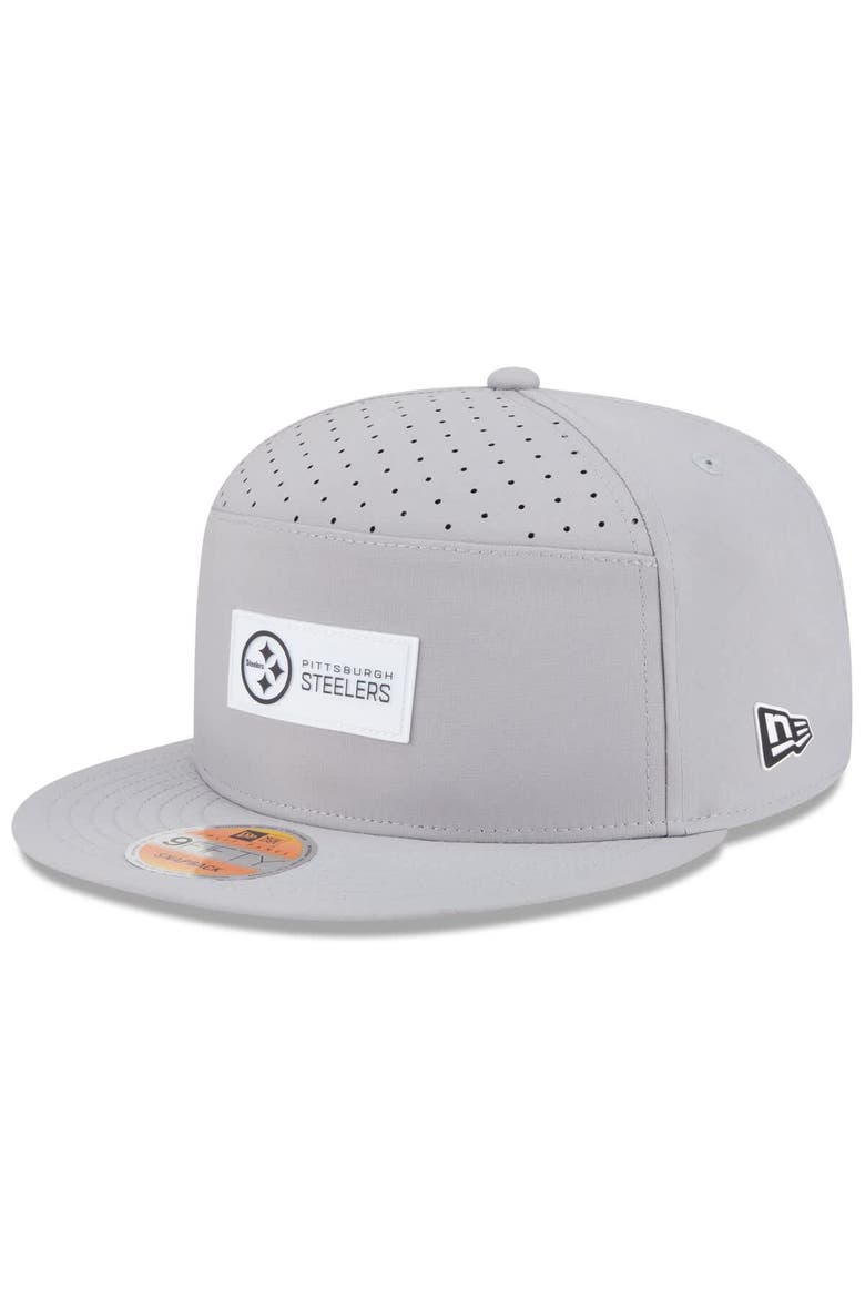Men's New Era Gray Pittsburgh Steelers 2025 Sideline  Split Panel 9FIFTY Snapback Hat, Main, color, Gray