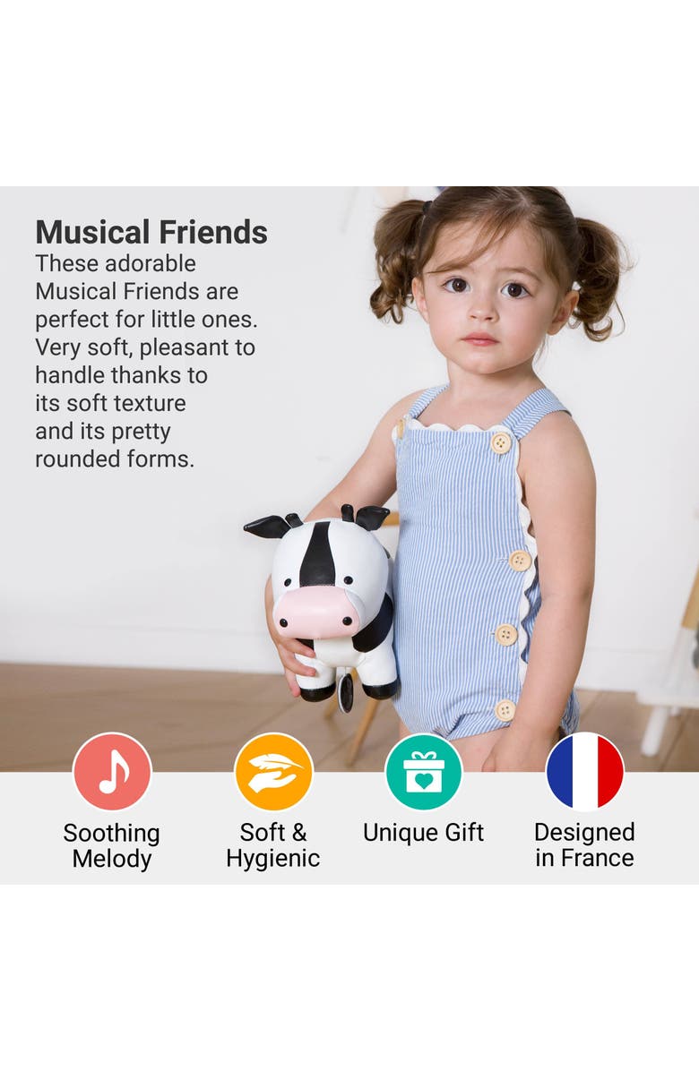 Little Big Friends Musical Animals - Cow, Plush Baby Music Box, Nursery Toy, Alternate, color, White