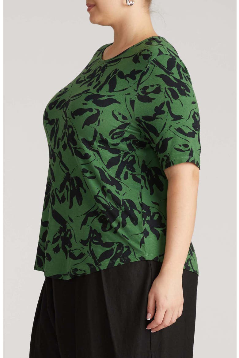 Lily Liquid Jersey Crewneck Top, Alternate, color, GREEN SGRAFITTO PRINT