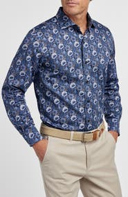 David Donahue Floral Print Sport Shirt