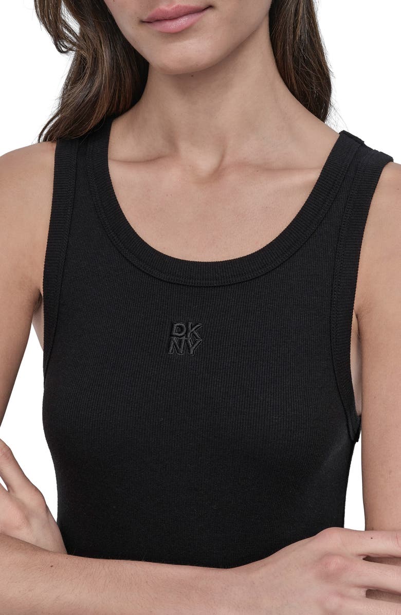 DKNY Jeans Mixed Media Maxi Dress, Alternate, color, Black