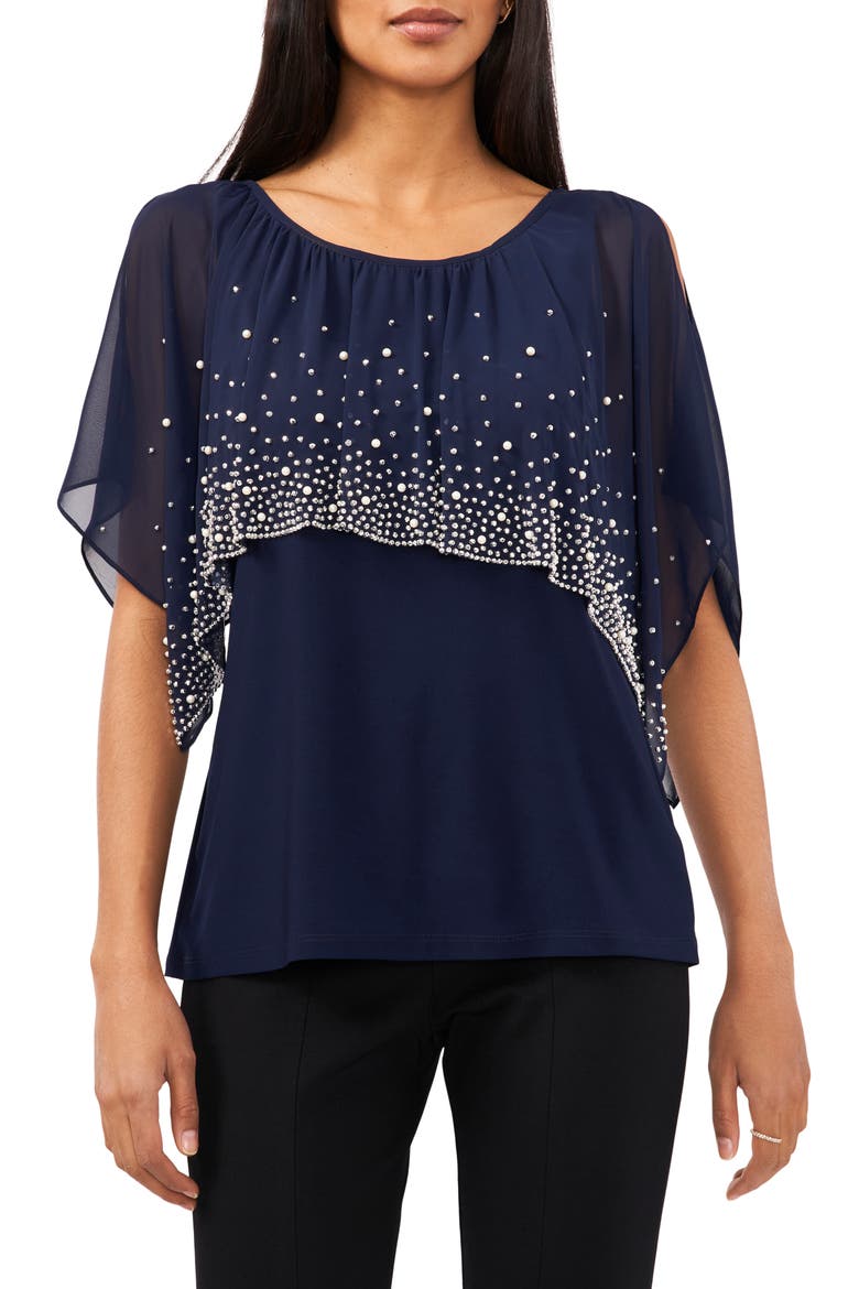 Beaded Cold Shoulder Top, Main, color, JBS NAVY