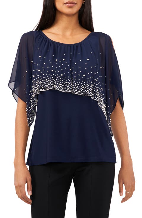 Beaded Cold Shoulder Top