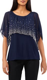 Chaus Beaded Cold Shoulder Top