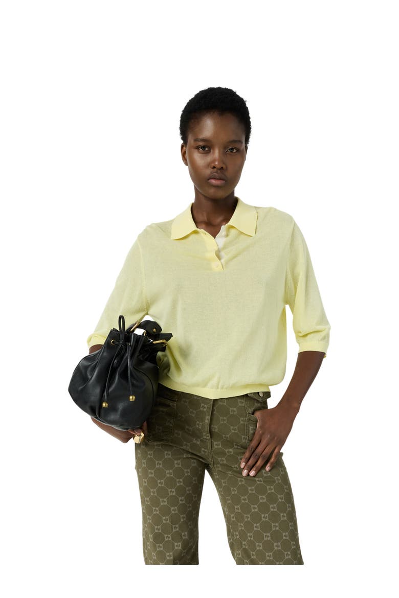 Laika Short Sleeve Knit Polo Top, Main, color, Yellow
