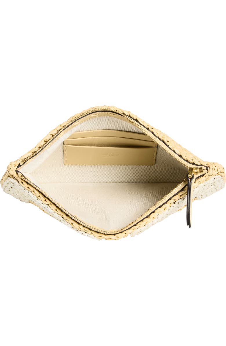 Valentino Garavani Viva Superstar Raffia Clutch, Alternate, color, Natural