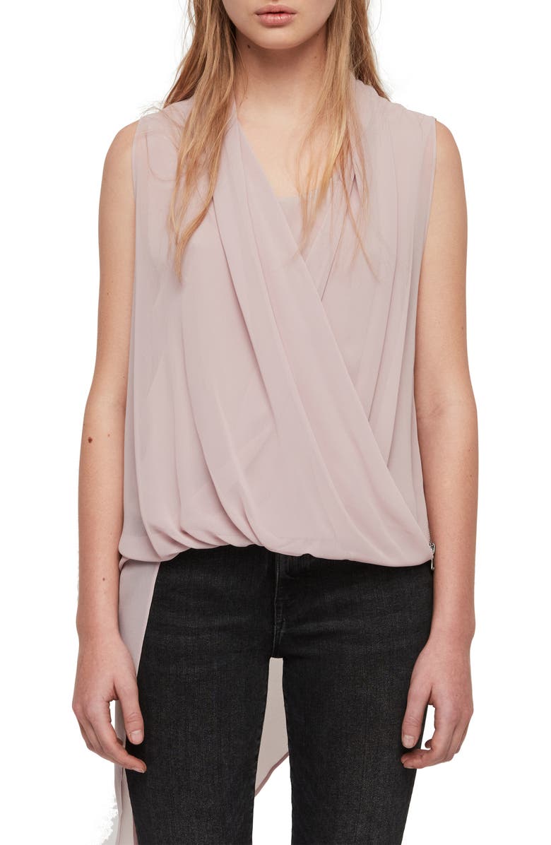 AllSaints Abi Chiffon Asymmetrical Tunic, Main, color,