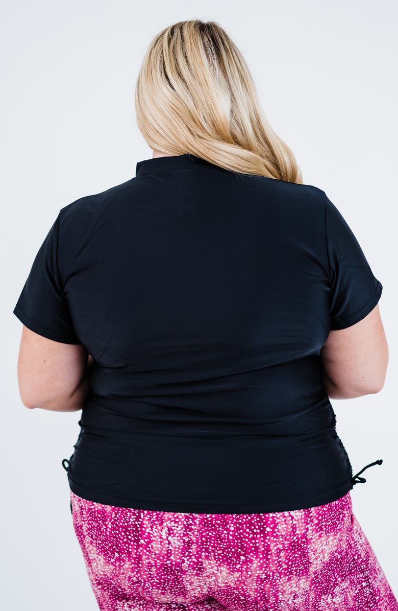 Calypsa Plus Size Half-Zip Adele Swim Top, Alternate, color, Black