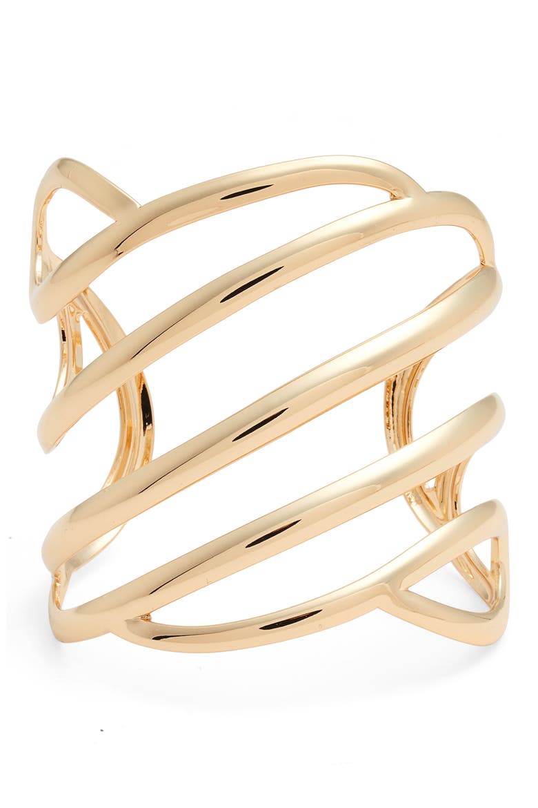 Multiband Cuff Bracelet, Main, color, GOLD