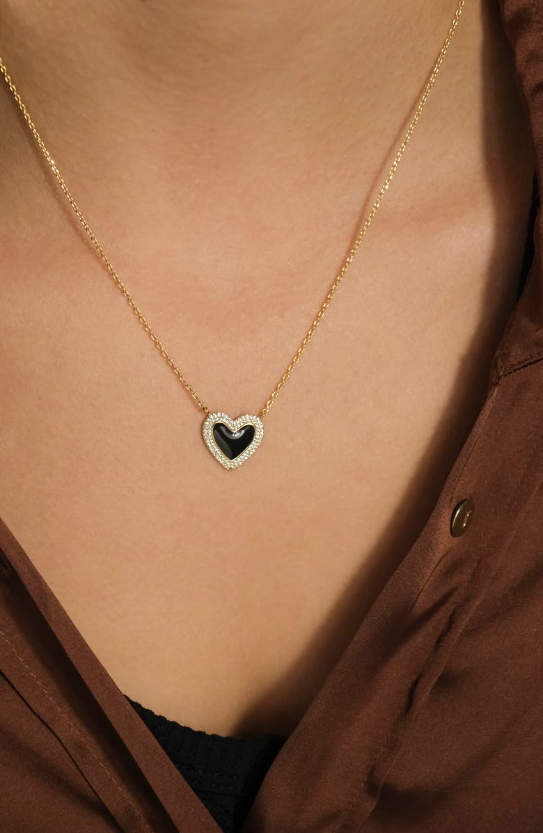 Sterling Forever 14K Gold Plated CZ Antonia Heart Pendant Necklace, Alternate, color, Gold