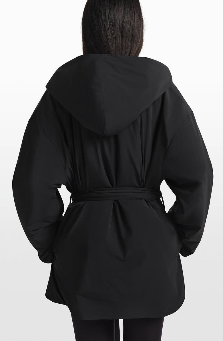 NikeSKIMS Woven Stretch Nylon Wrap Coat, Alternate, color, Obsidian