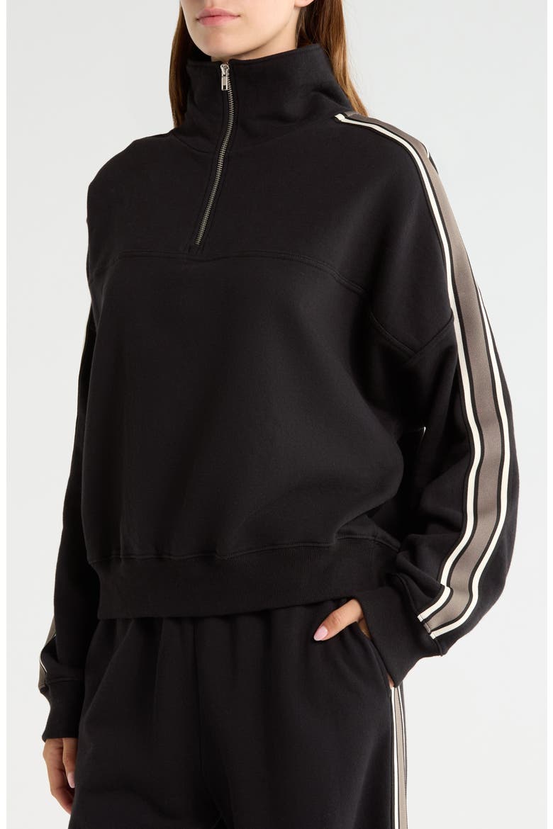 Goldie French Terry Quarter Zip Pullover, Alternate, color, BLACK/ LENTIL