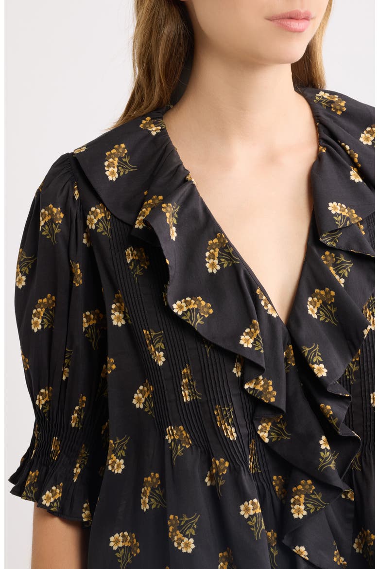 Henri Ruffle V-Neck Top, Alternate, color, BUTTERCUP BOUQUET