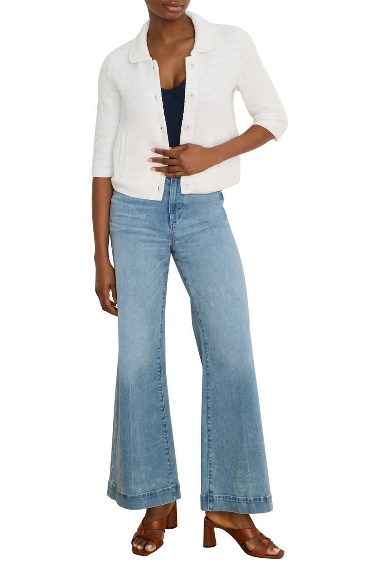 Elbow Sleeve Textured Knit Jacket, Alternate, color, PAPER WHITE