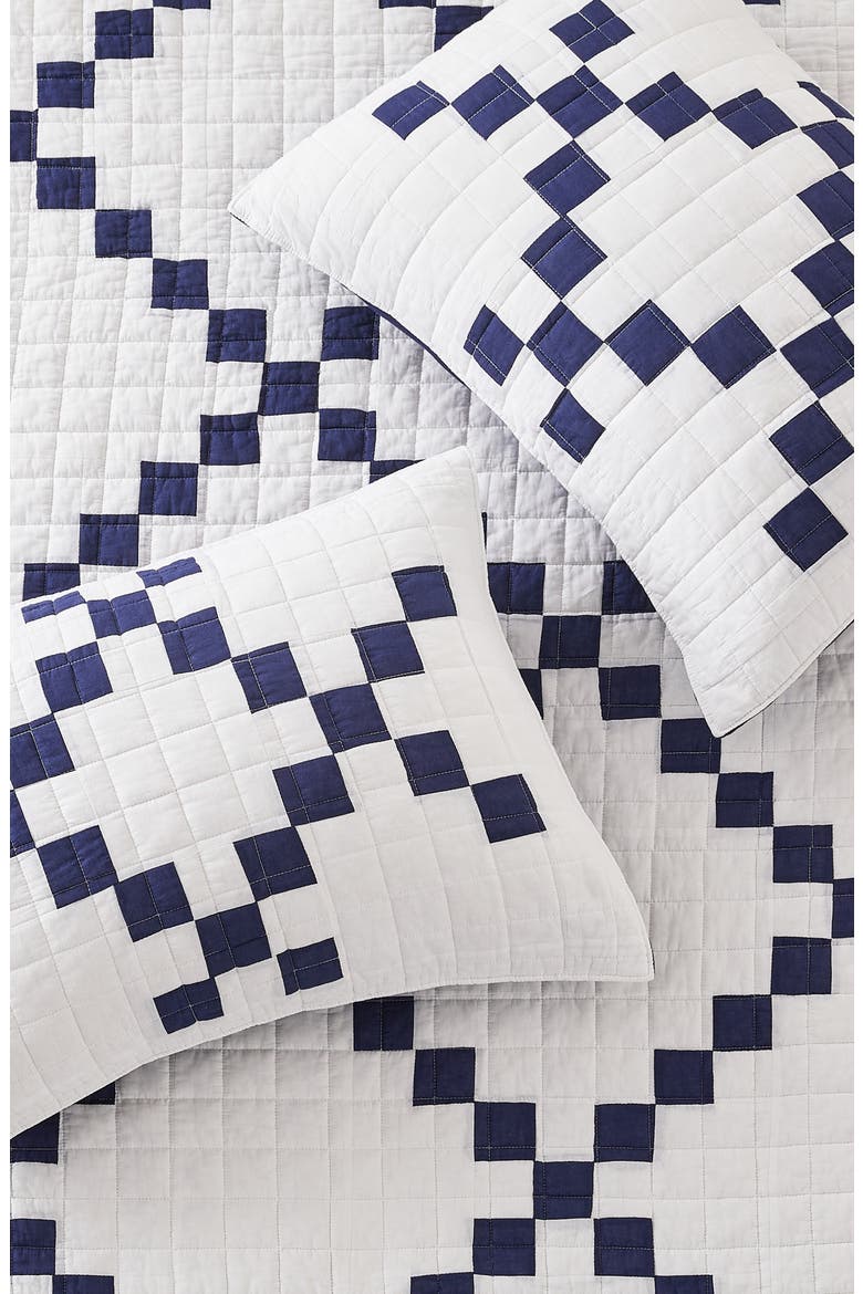 Irish Chain Patchwork Quilt Set, Alternate, color, BLUE