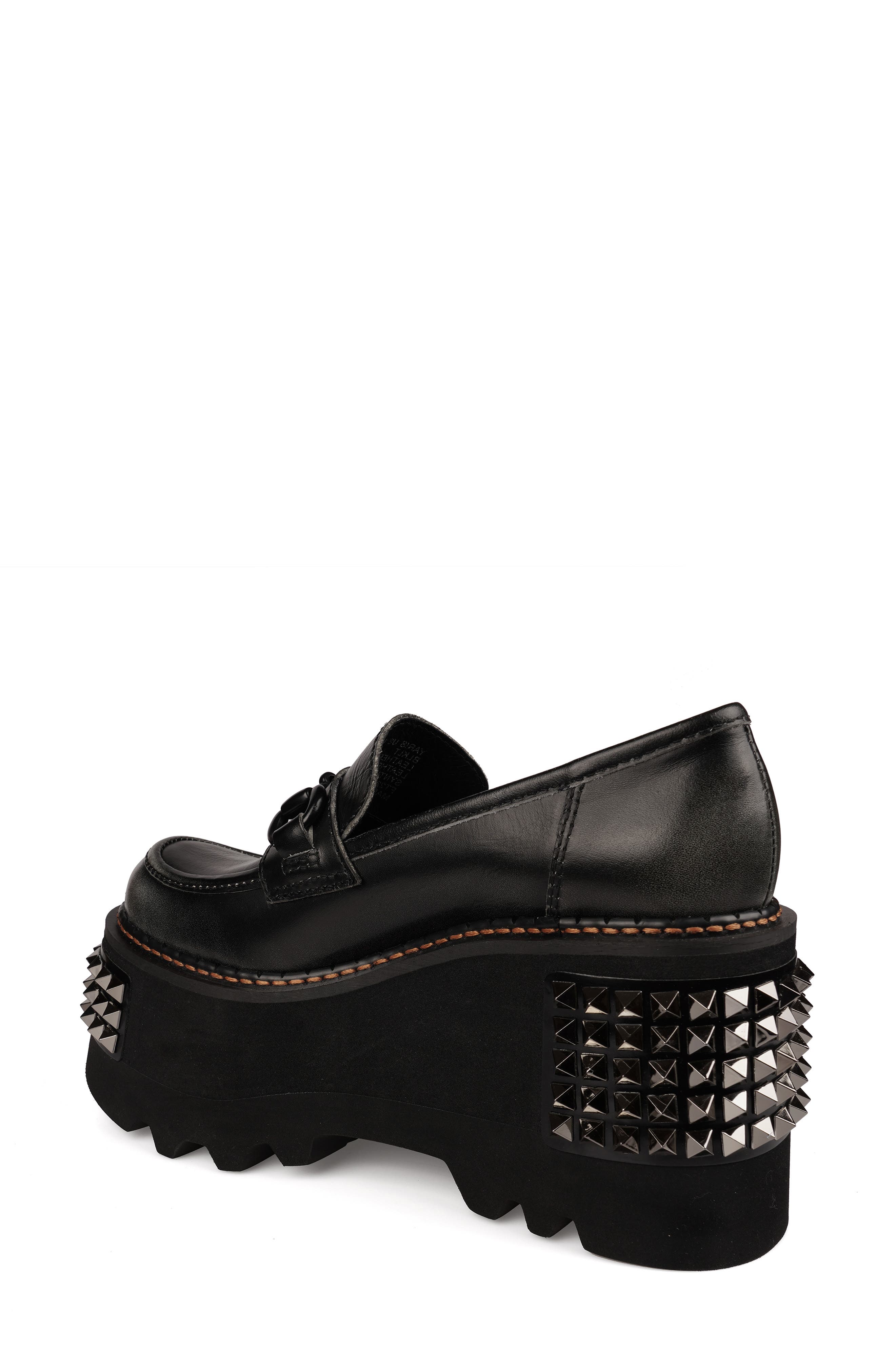 ZIGI Yaris Studded Platform Wedge Loafer, Alternate, color, Black Leather