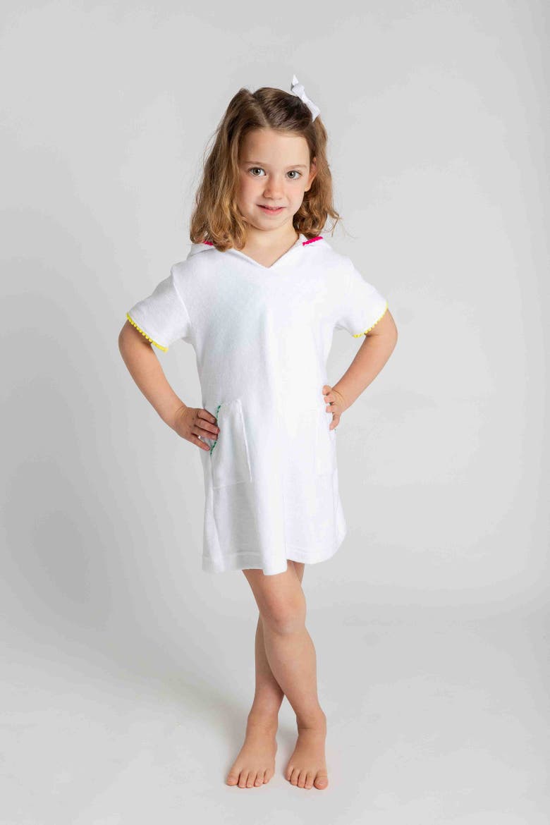 Terry Coverup With Pom Poms, Alternate, color, White