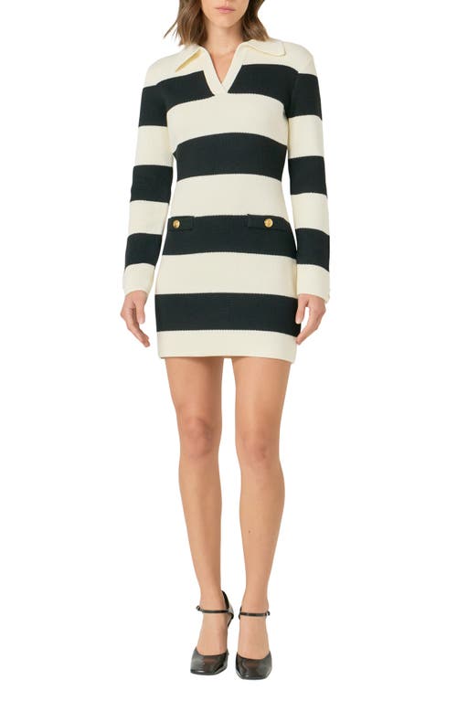 ENDLESS ROSE ENDLESS ROSE STRIPE LONG SLEEVE MINIDRESS