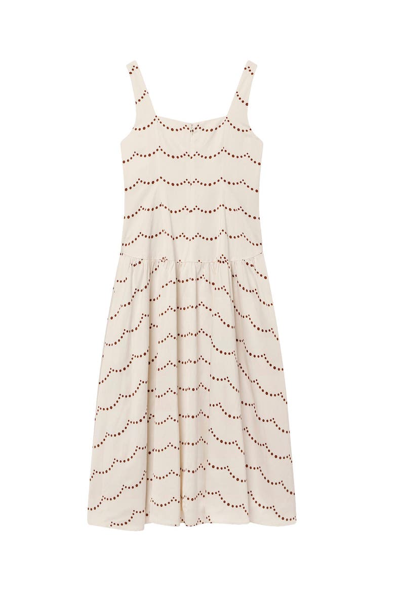 Spot Print Midi Dress With Thin Straps, Alternate, color, Cream