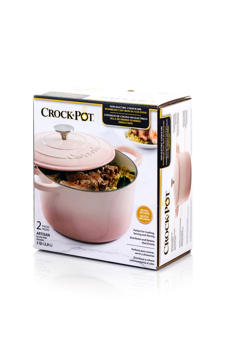 Crock-pot Artisan 2 Piece 3 Quarts Enamled Cast Iron Dutch Oven, Alternate, color, Blush Pink