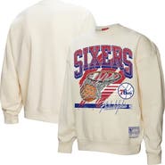 Mitchell & Ness Women's Mitchell & Ness Cream Philadelphia 76ers Brush Bucket Pullover Sweatshirt