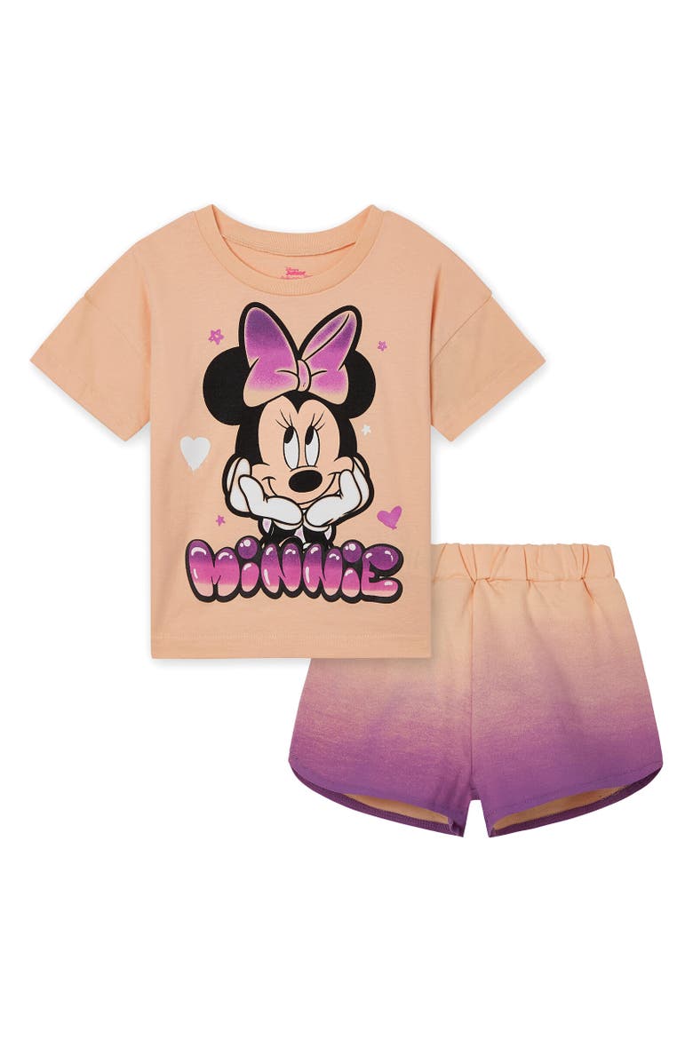 Minnie Mouse 2-Piece T-Shirt and Shorts Set, Main, color, Minnie Ombre Purple