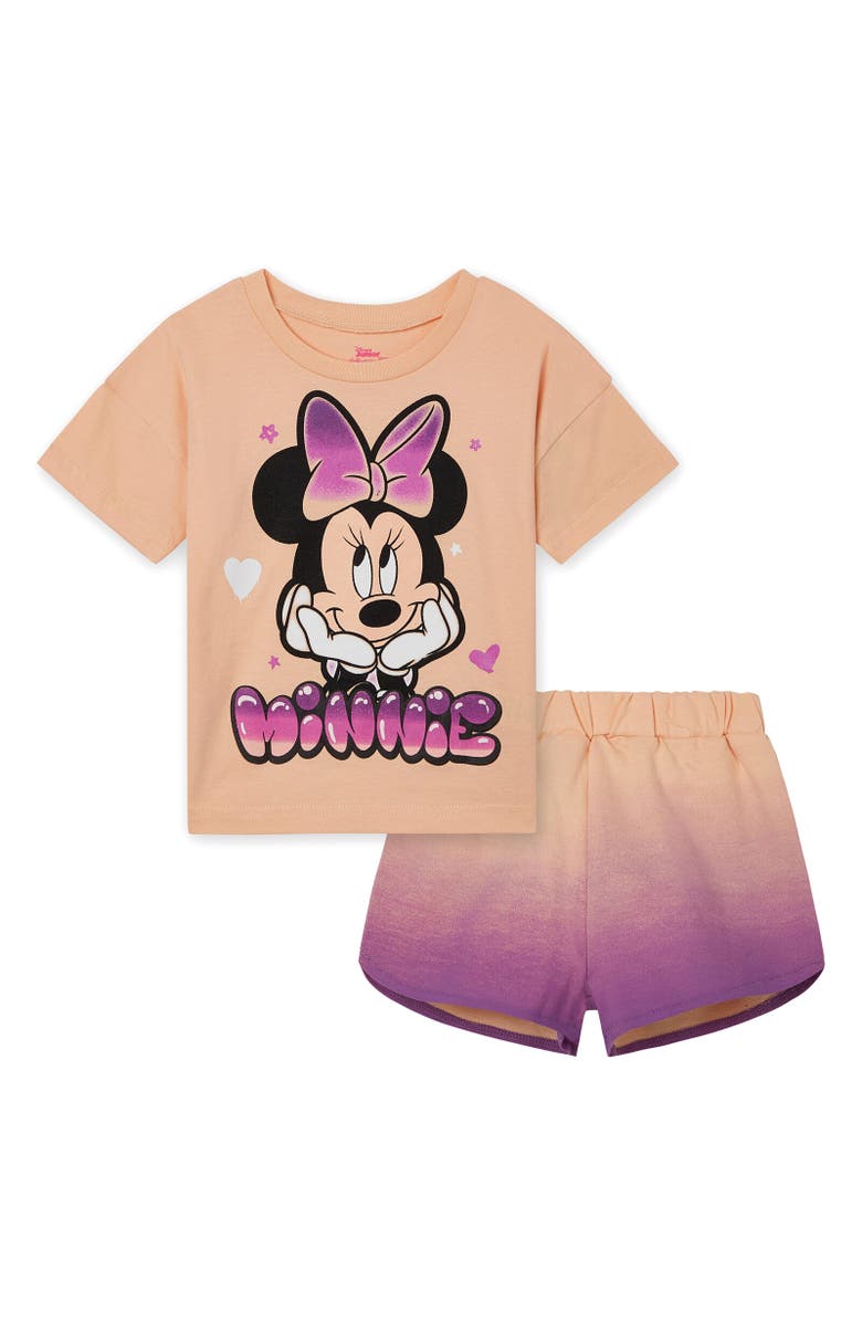 Disney Minnie Mouse 2-Piece T-Shirt and Shorts Set, Main, color, Minnie Ombre Purple