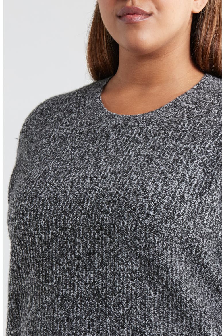 Crewneck Sweater, Alternate, color, BLACK- IVORY MARL