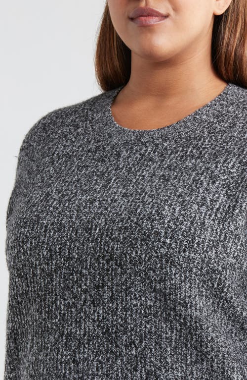 Nordstrom Crewneck Sweater In Black- Ivory Marl