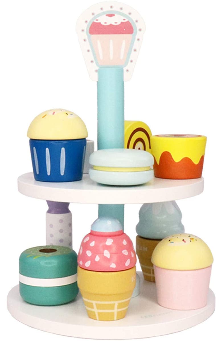 Leo & Friends 19-Piece Wooden Kid's Bakery Play Set - Play Pretend Dessert Chef Kit for Toddlers, Main, color, Blue