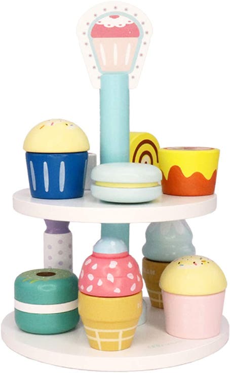 19-Piece Wooden Kid's Bakery Play Set - Play Pretend Dessert Chef Kit for Toddlers