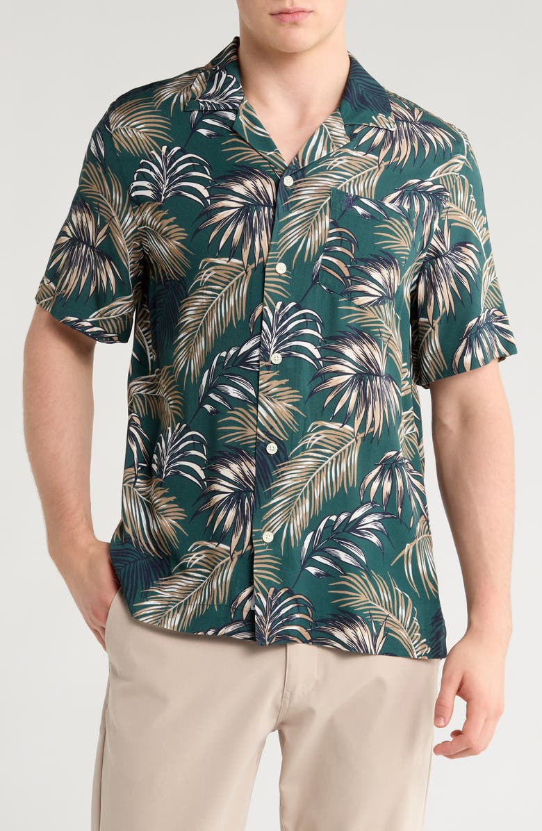 Original Penguin Short Sleeve Camp Shirt, Main, color, June Bug