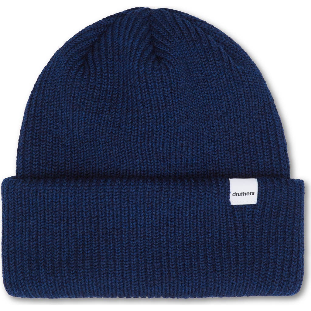 Druthers NYC Merino Wool Ribbed Beanie in Navy  product