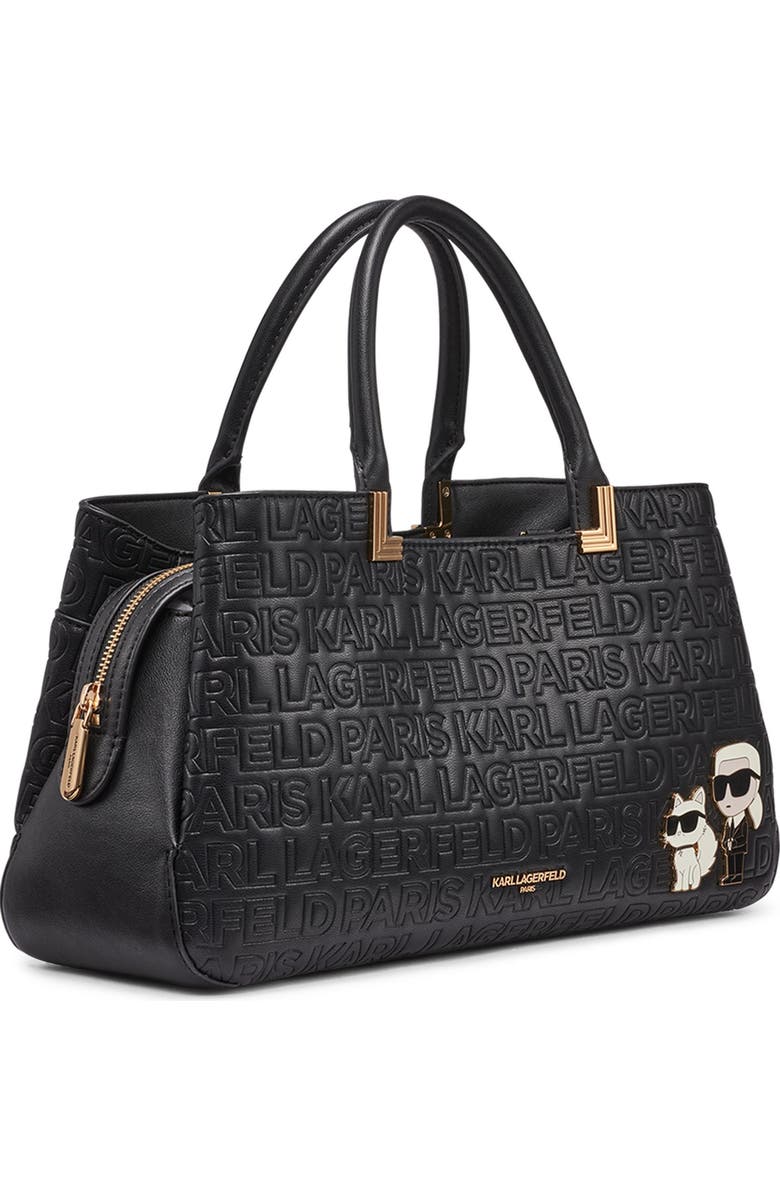 KARL LAGERFELD PARIS Meribel Satchel, Alternate, color, Black/Gold