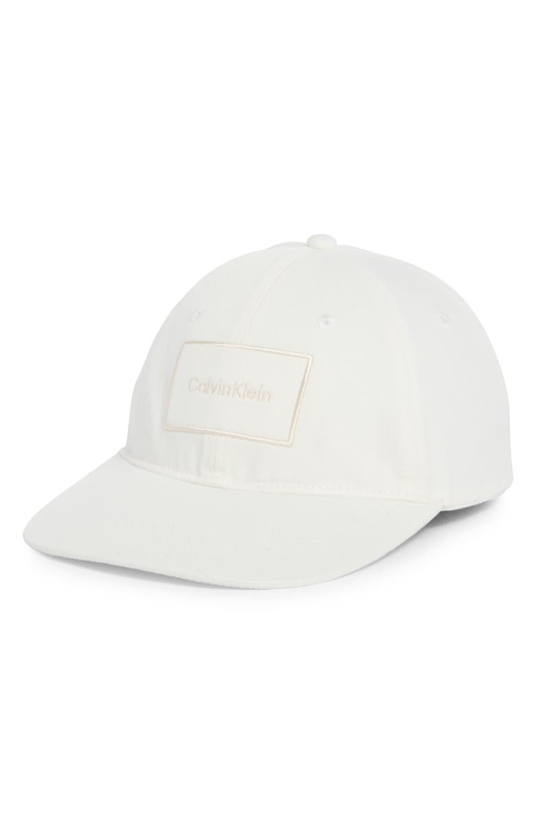Calvin Klein Embroidered Patch Baseball Cap, Main, color, Egret