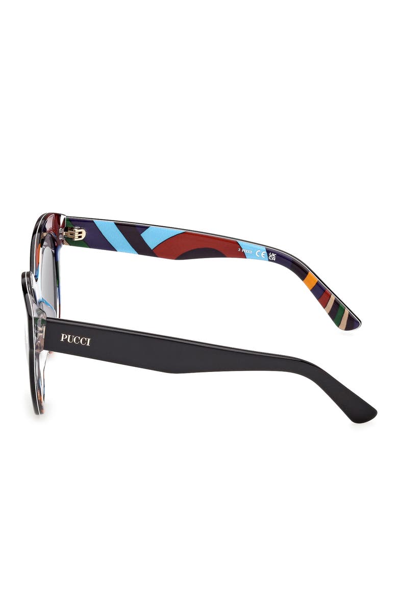 53mm Geometric Sunglasses, Alternate, color, BLACK / IRIDE PATTERN / SMOKE