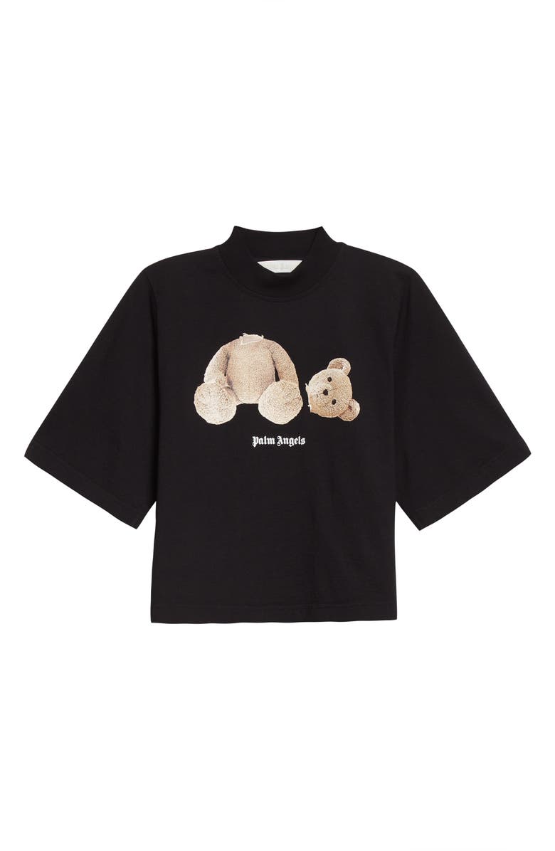Palm Angels Bear Graphic Crop Cotton Tee, Alternate, color,