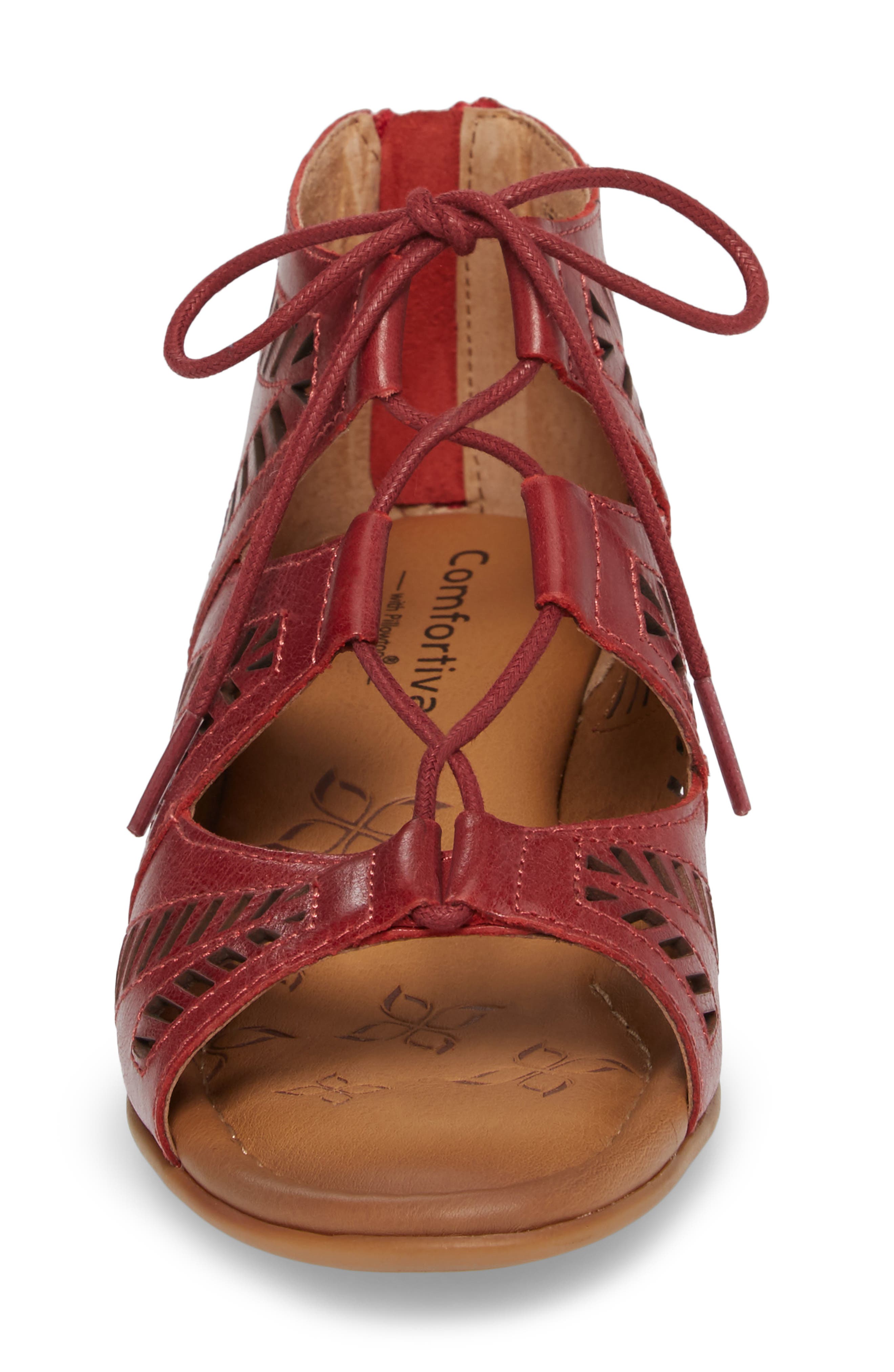 Riley Ghillie Sandal, Alternate, color, CHERRY RED LEATHER