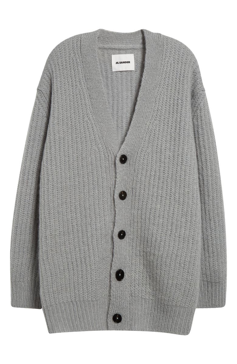Jil Sander Mohair & Wool Rib V-Neck Cardigan, Alternate, color, 