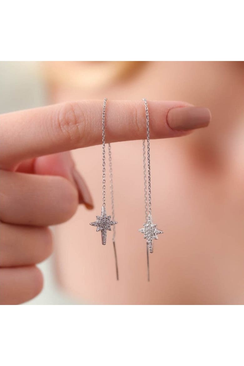 Northernstar Starbust Sterling Silver Chain Drop Earrings, Alternate, color, Silver