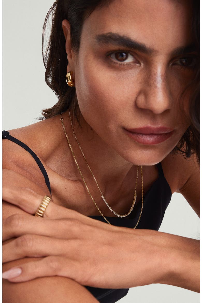 Diamond Half Tennis Necklace, Alternate, color, Yellow Gold