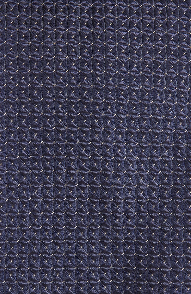 Canali Neat Metallic Silk Jacquard Tie, Alternate, color, Navy