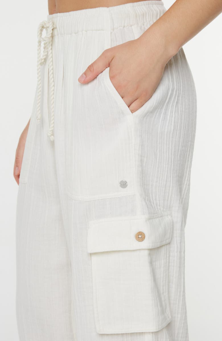 Roxy Precious Cargo Beach Cotton Gauze Pants, Alternate, color, Egret