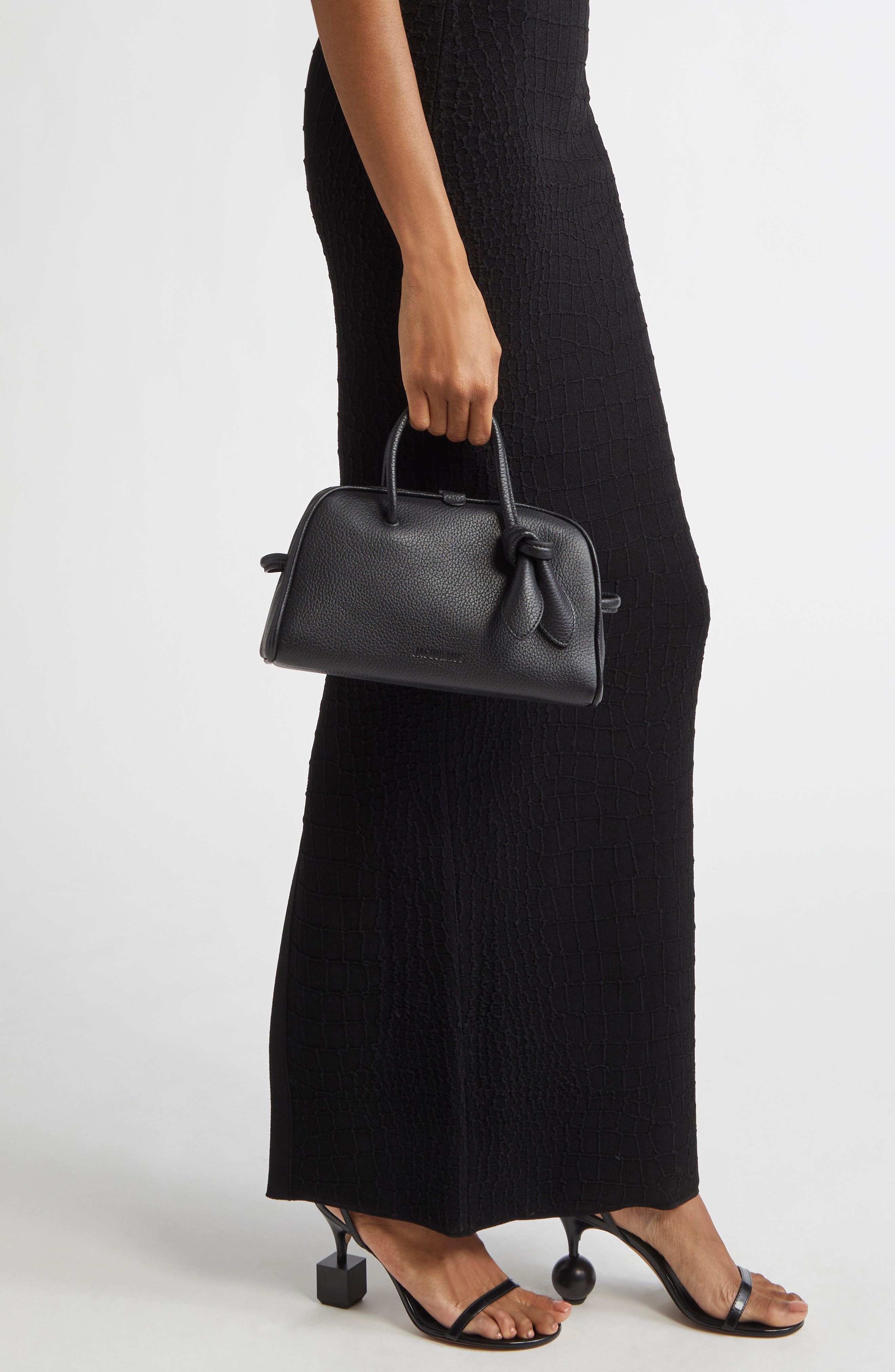 Jacquemus Le Petite Turismo Leather Crossbody Bowling Bag, Alternate, color, Black