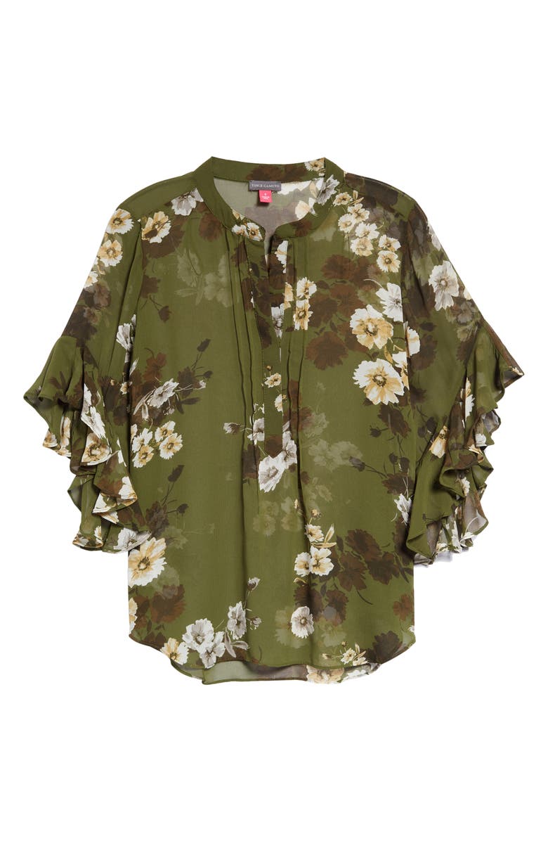 Vince Camuto Floral Print Flutter Sleeve Chiffon Blouse, Alternate, color, 