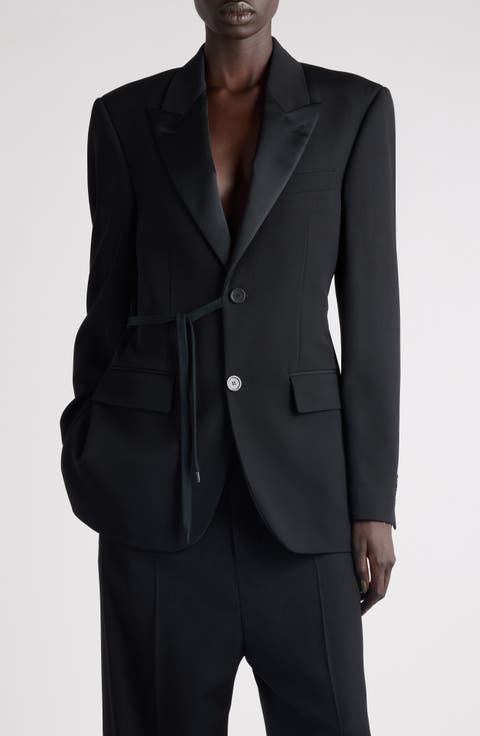 Side Tie Wool Tuxedo Jacket