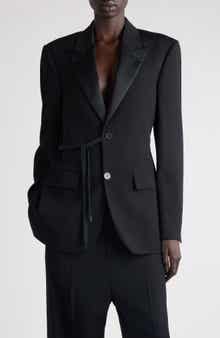 Side Tie Wool Tuxedo Jacket