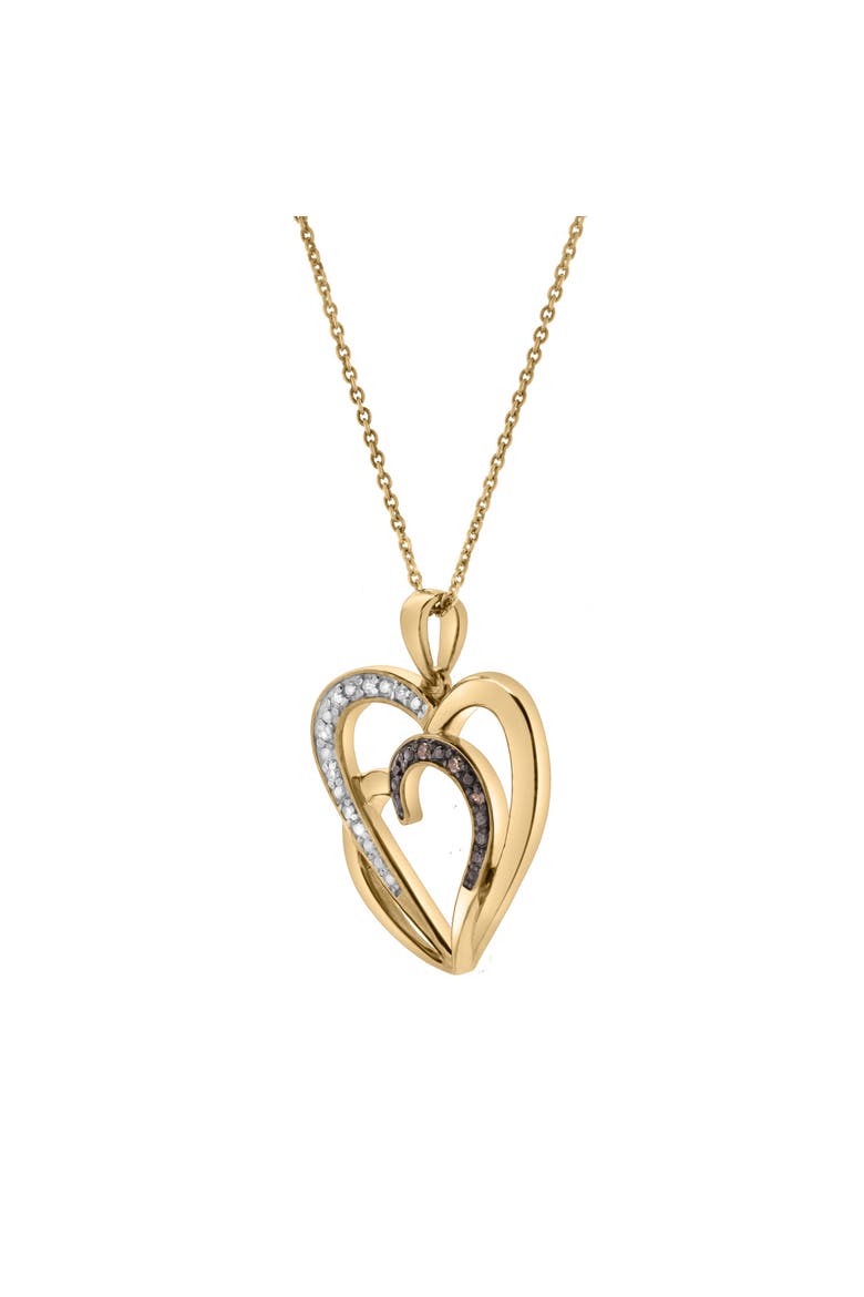 Marielle Sterling Silver 0.05 Ct Diamond Heart Pendant, Alternate, color, Yellow Rhodium Sterling Silver