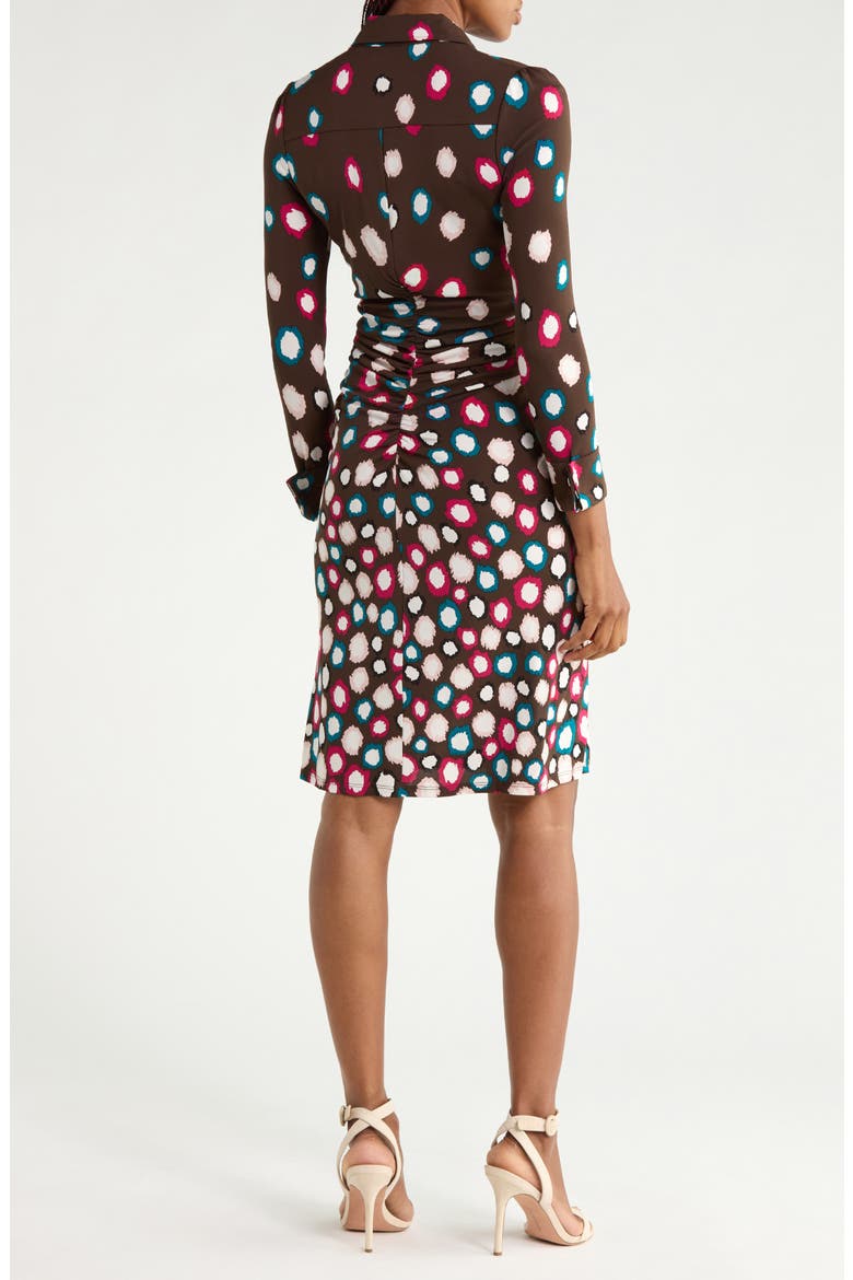 Sheska Ruched Shirtdress, Alternate, color, LEOPARD SPOT COFFEE GRIND