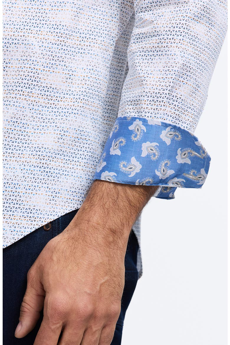 Akehurst Geo Print Stretch Cotton Button-Up Shirt, Alternate, color, BLUE MULTI